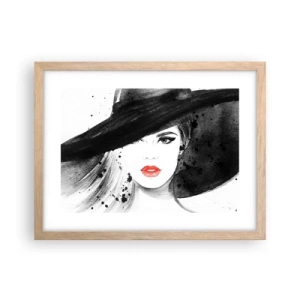 Poster în ramă de stejar deschis - Doamna în negru - 40x30 cm