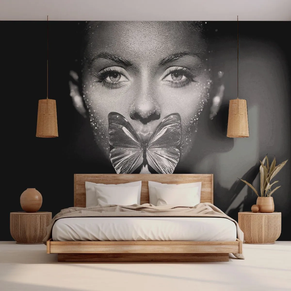 Tapet Autoadeziv Deluxe Sticker - Sărut de fluture - Abstracția, Femeie, Fluture - 100x70 cm