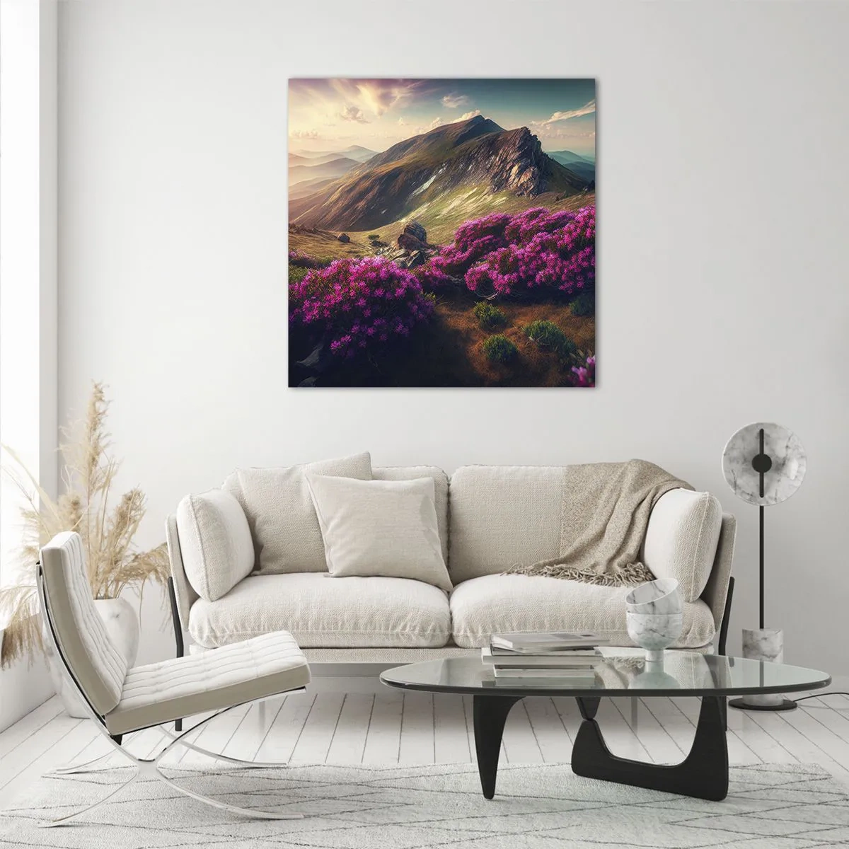 Tablou pe sticlă - Vara la munte - 50x50 cm