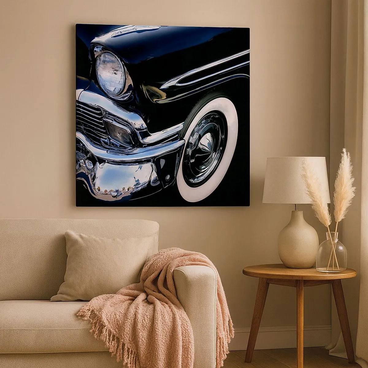 Tablou pe pânză - Clasicul în argintiu, negru și alb - 30x30 cm