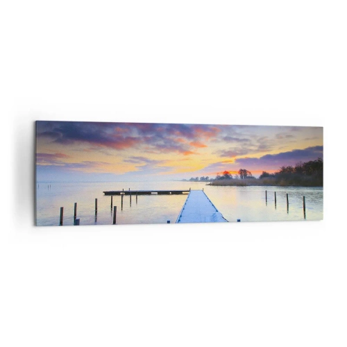 Tablou pe pânză - Seninătate mov-auriu - 160x50 cm