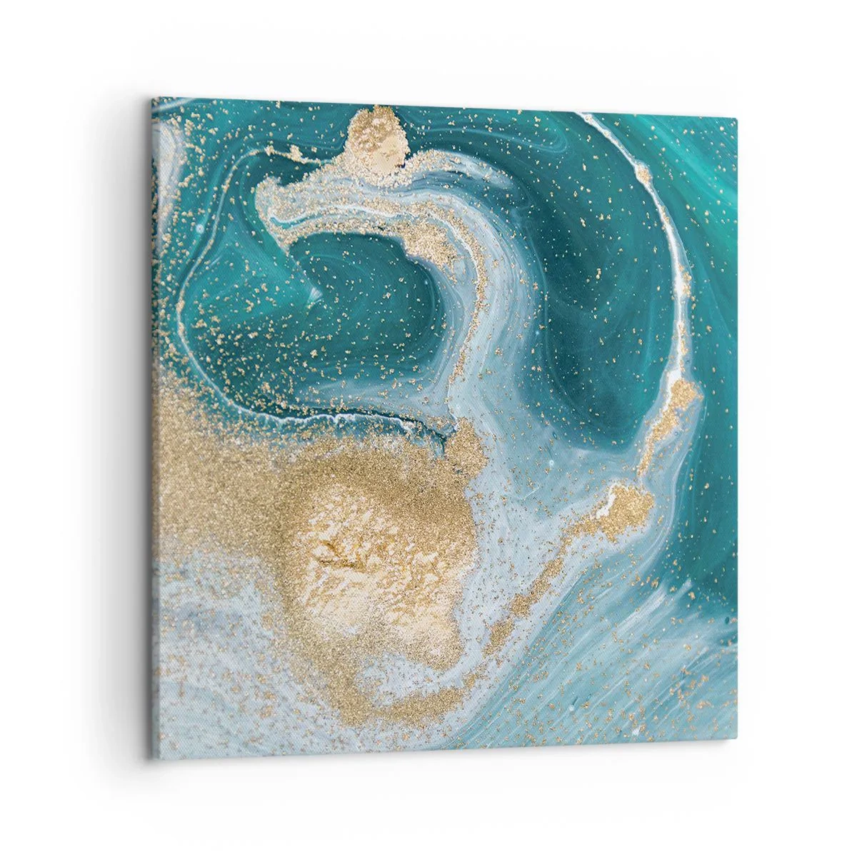 Tablou pe pânză - Vârtej de aur și turcoaz - 50x50 cm