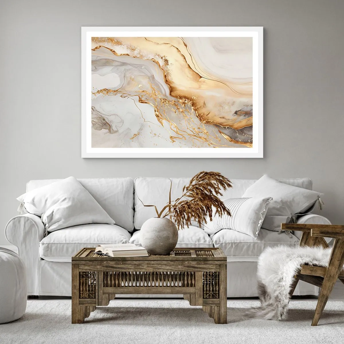 Poster în ramă albă - Abstracție: frumusețe și bunătate - 60x60 cm