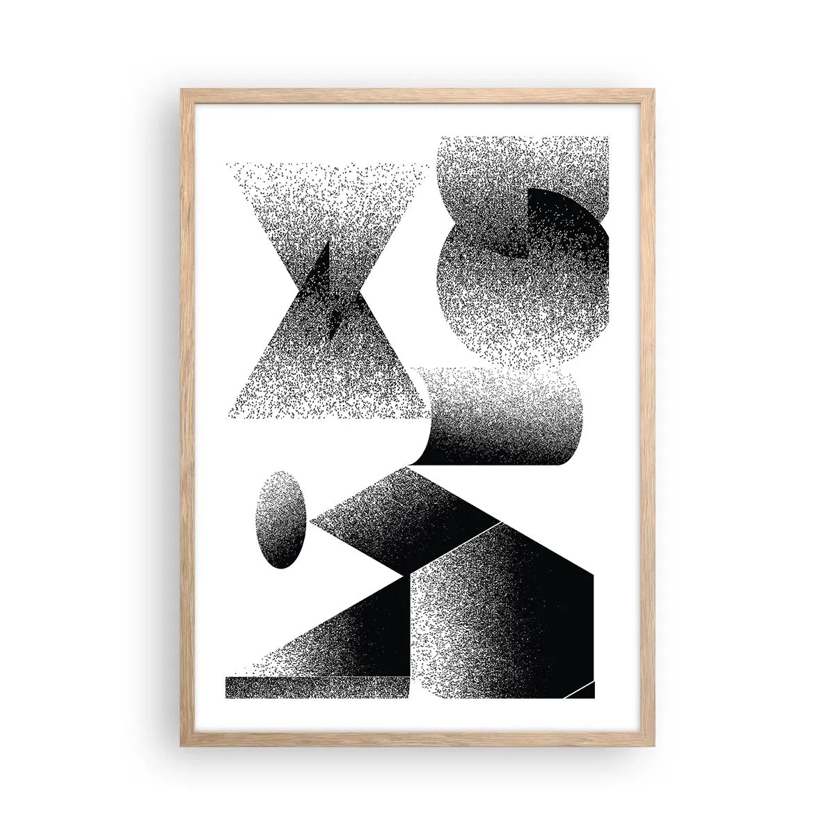 Poster în ramă de stejar deschis - Unghiuri și ovale - 50x70 cm