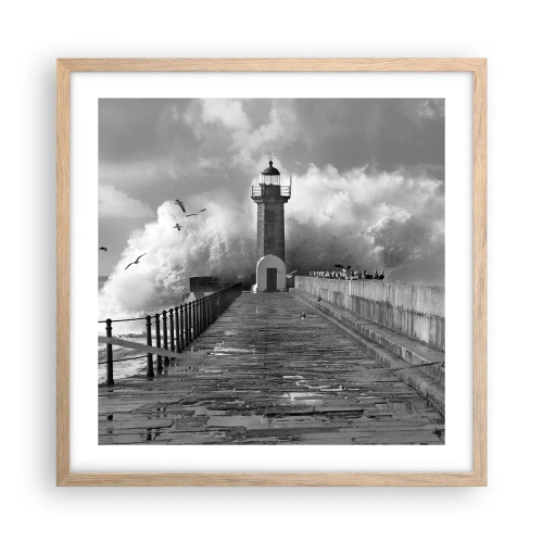 Poster în ramă de stejar deschis - Fără frică - 50x50 cm