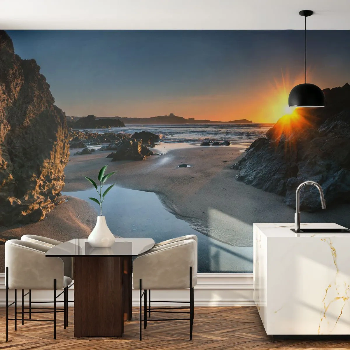 Tapet Autoadeziv Deluxe Sticker - Neatinse de mâna omului - Peisaj, plajă, Coasta Cornish - 250x175 cm