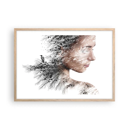 Poster în ramă de stejar deschis - Spiritul pădurii - 70x50 cm