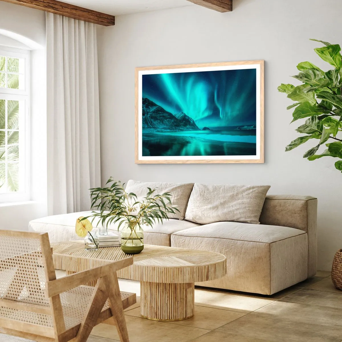 Poster în ramă de stejar deschis - Minunile din nord - 100x70 cm