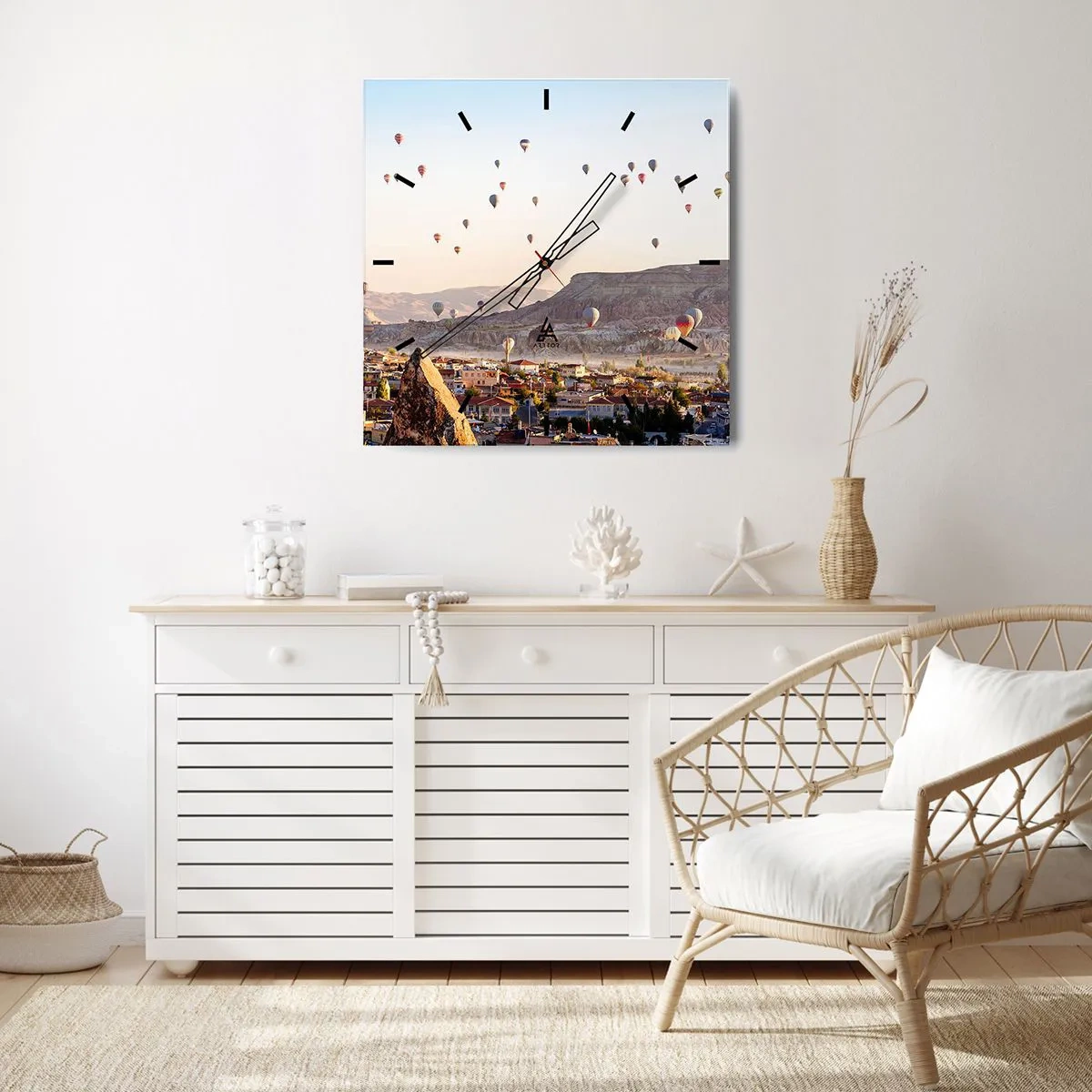 Ceas de perete - Ceas pe sticlă - Ca niște nave pe cer - 40x40 cm