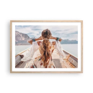 Poster în ramă de stejar deschis - Pe drumul spre fericire - 70x50 cm