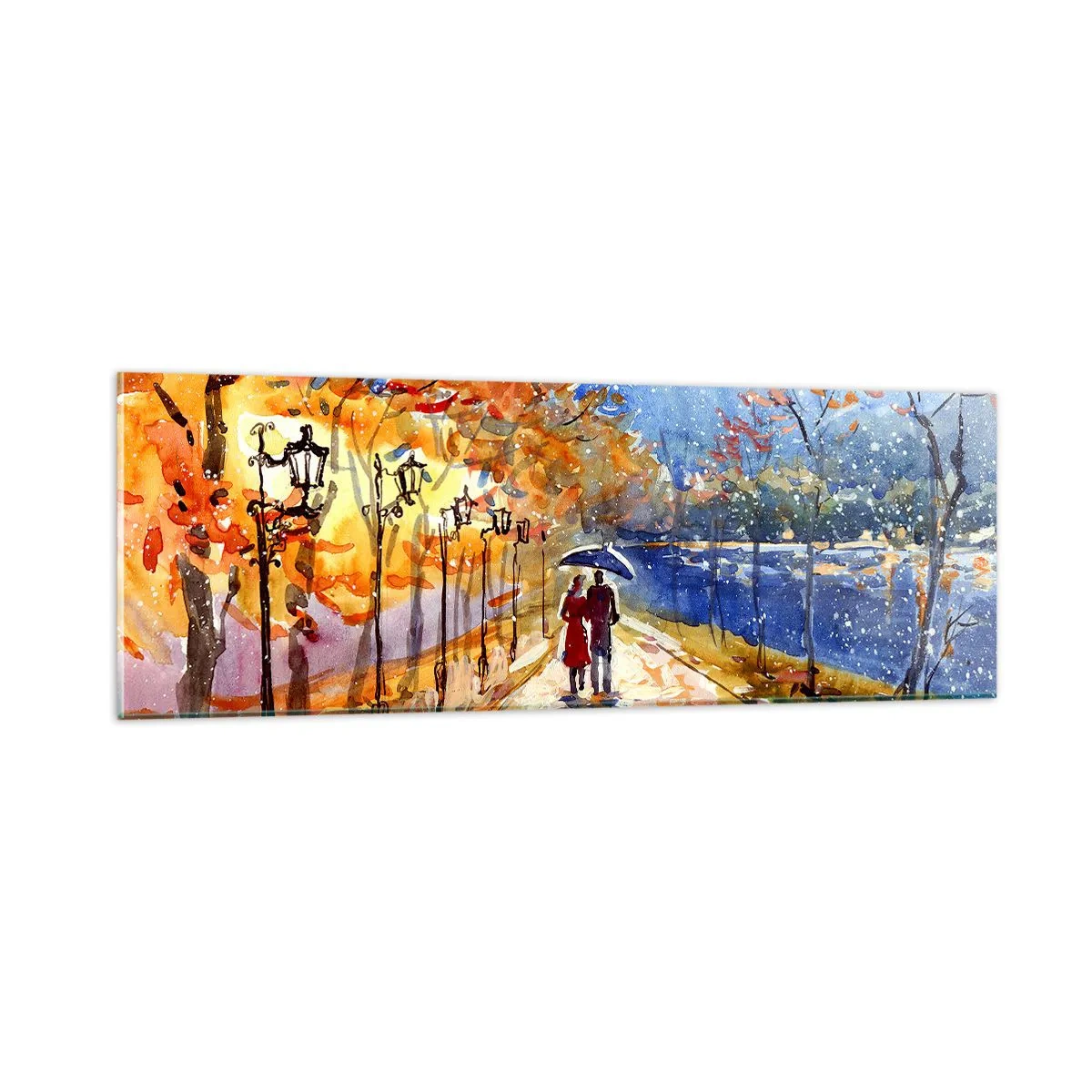 Tablou pe sticlă - Împreună până la limita de timp - 90x30 cm