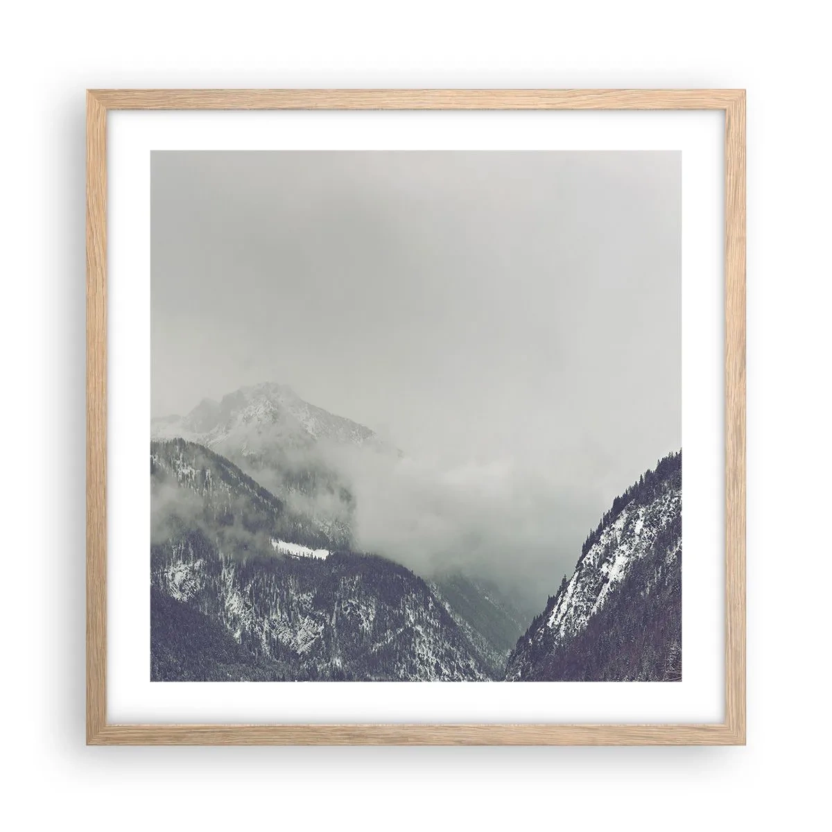 Poster în ramă de stejar deschis - Valea cețoasă - 50x50 cm
