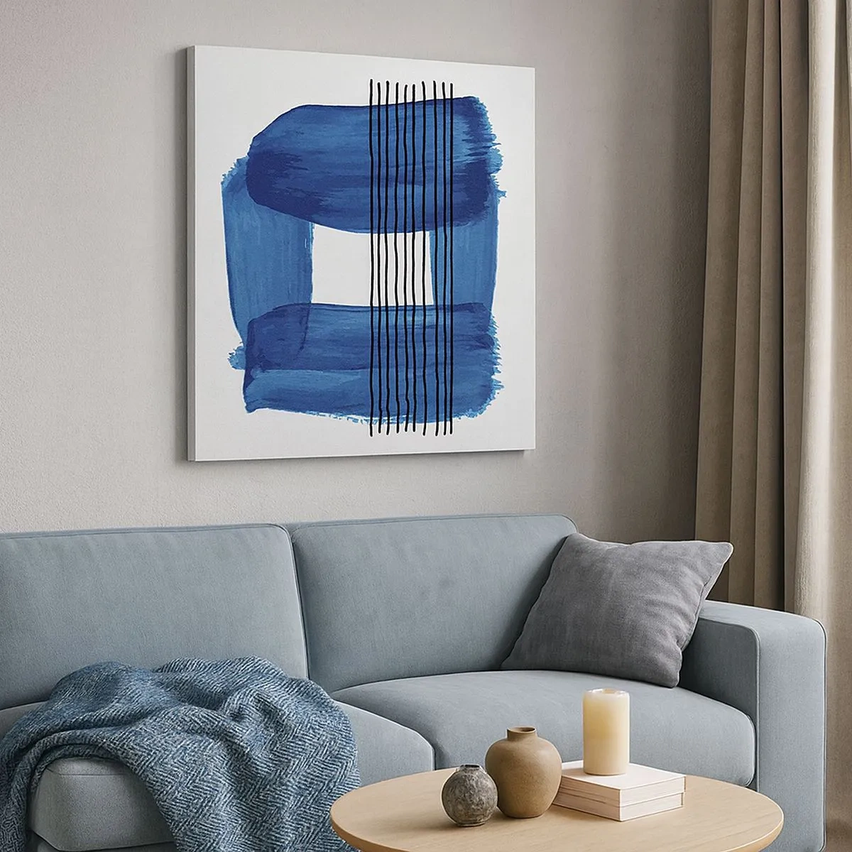 Tablou pe pânză - Compoziție albastru-negru - 30x30 cm