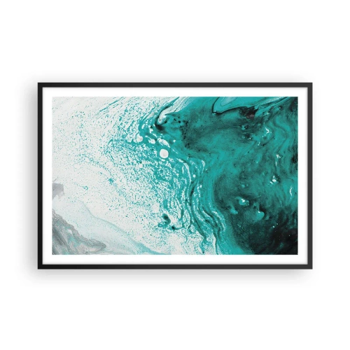 Poster în ramă neagră - Dizolvându-se în alb și turcoaz - 91x61 cm