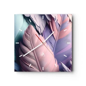 Ceas de perete - Ceas pe sticlă - Eleganța păsărilor - 40x40 cm