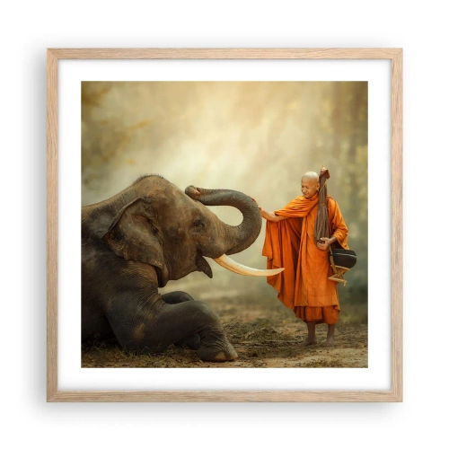 Poster în ramă de stejar deschis - Întâlnire în călătorie - 50x50 cm