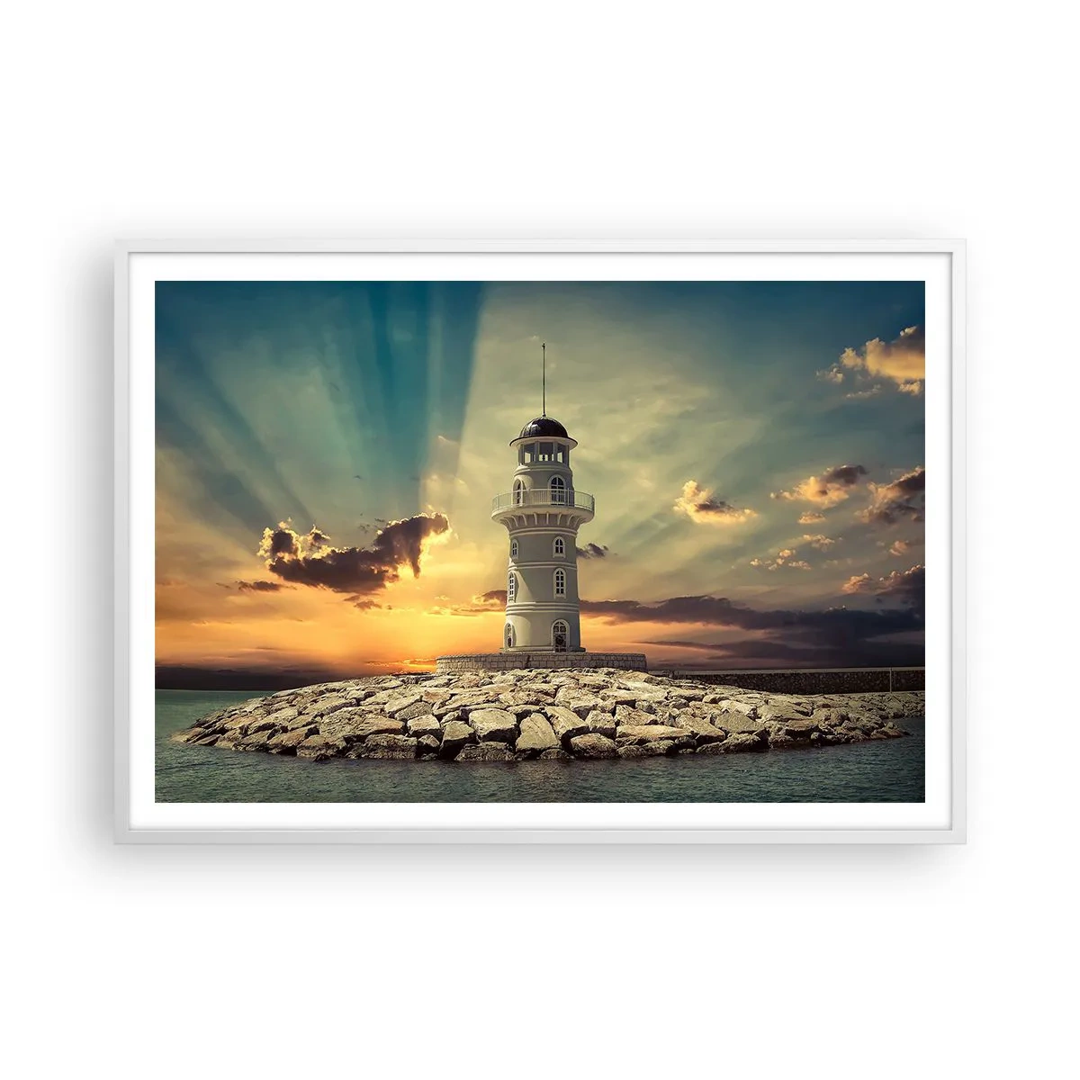 Poster în ramă albă - Lumină - Bunătate - Frumusețe - 100x70 cm