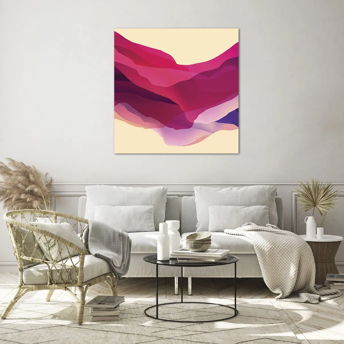 Tablou pe sticlă - Valuri de violet - 50x50 cm