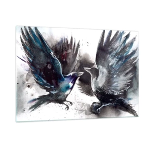 Tablou pe sticlă - Bătălia corbilor - 120x80 cm