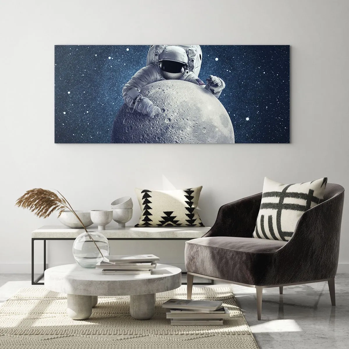 Tablou pe sticlă - Glumeț spațial - 100x40 cm