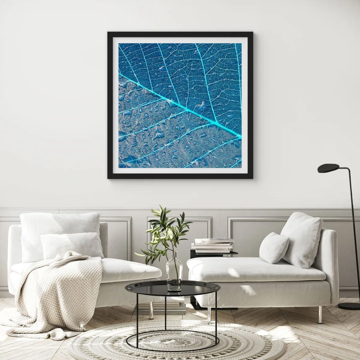 Poster în ramă neagră - Viața în albastru - 50x50 cm