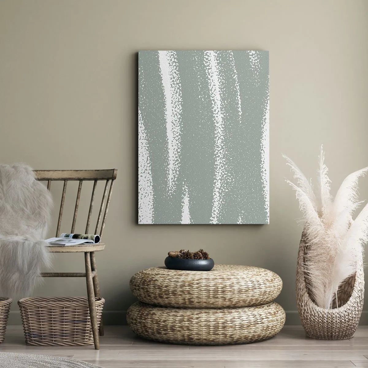 Tablou pe pânză - Abstracție în stil de iarnă - 45x80 cm