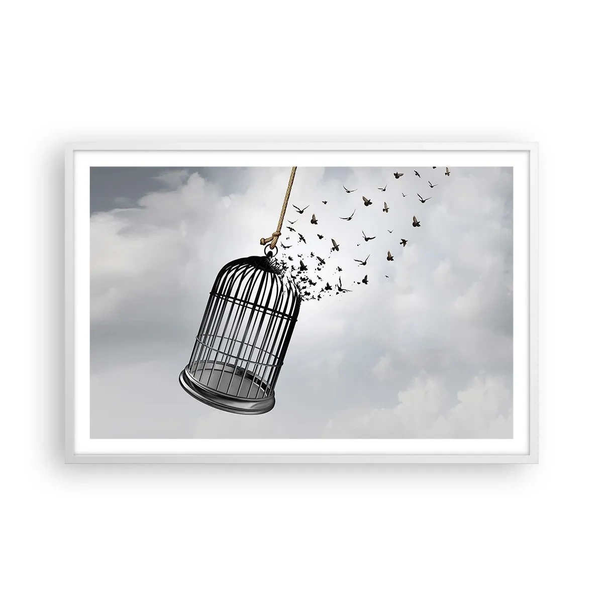 Poster în ramă albă - Credință...Speranță...Libertate! - 91x61 cm
