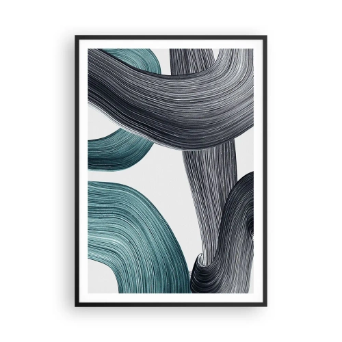 Poster în ramă neagră - Trasee de smarald și negru - 70x100 cm