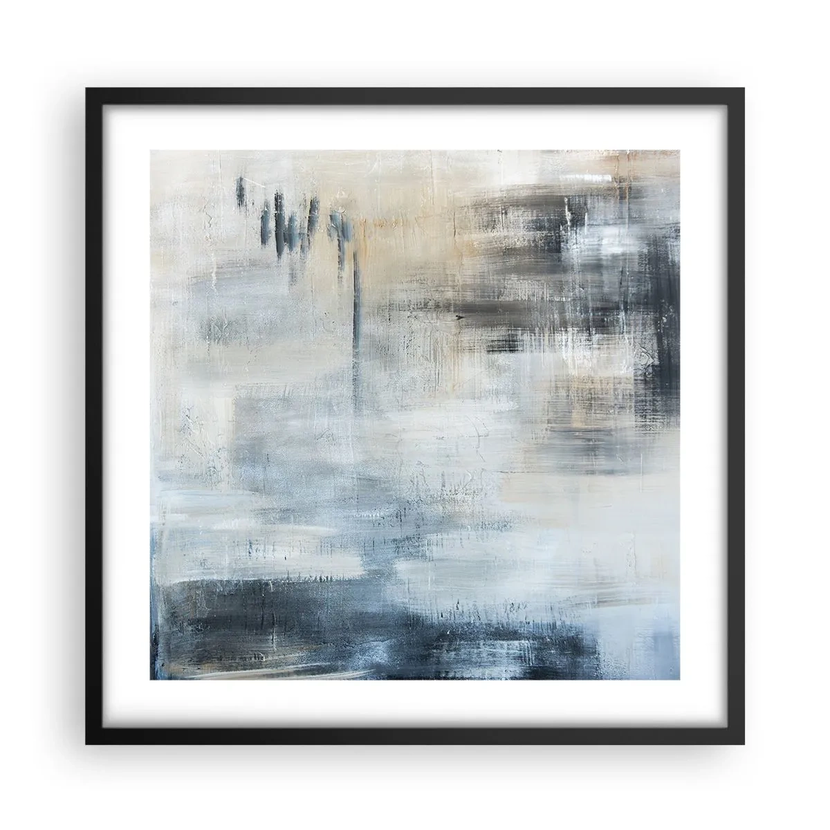 Poster în ramă neagră - În spatele unui voal albastru - 50x50 cm