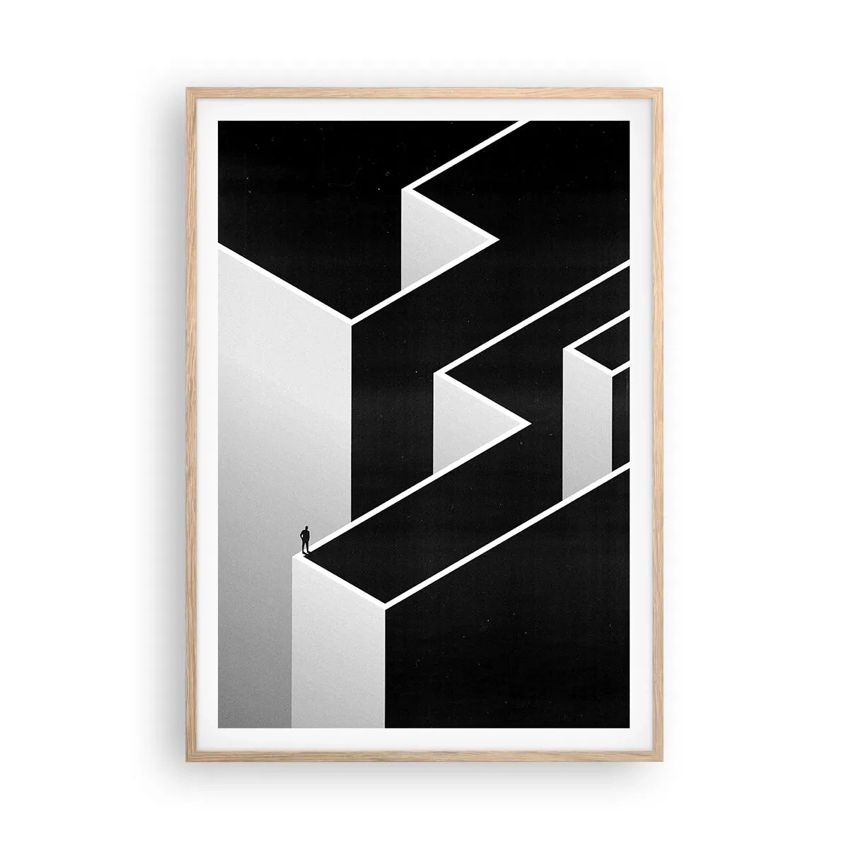 Poster în ramă de stejar deschis - Singurătate la vârf - 70x100 cm