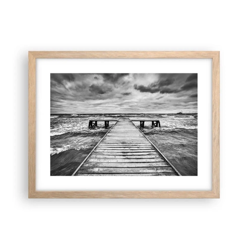 Poster în ramă de stejar deschis - Aștept ca vântul să fugărească... - 40x30 cm