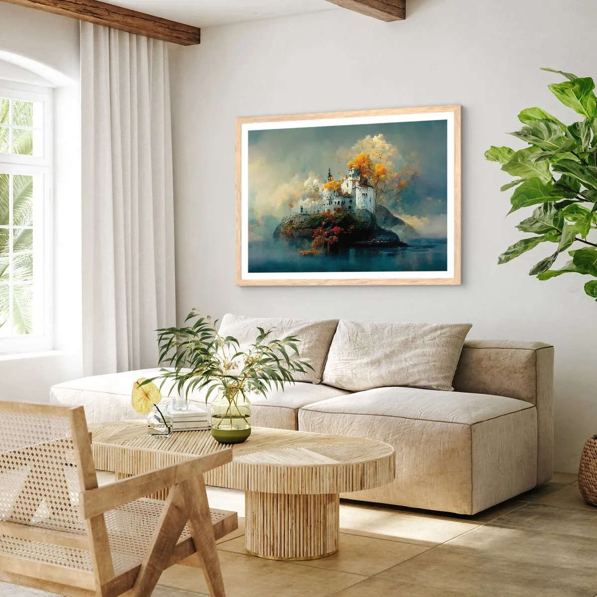 Poster în ramă de stejar deschis - Începutul unei povești romantice - 70x50 cm