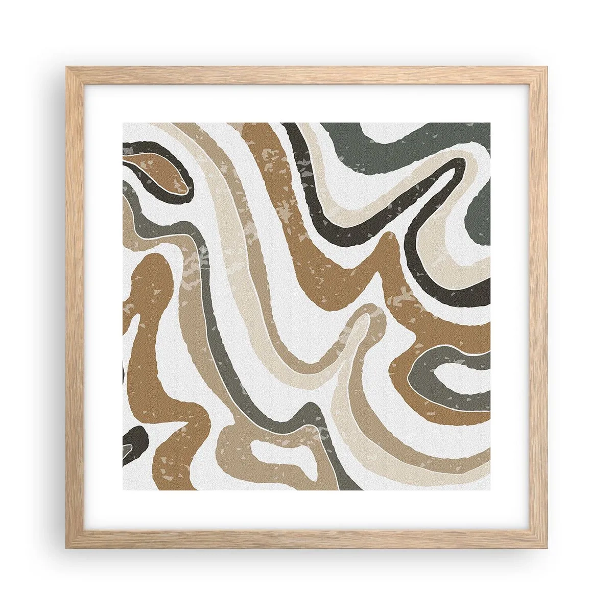 Poster în ramă de stejar deschis - Meandrele culorilor pământului - 40x40 cm