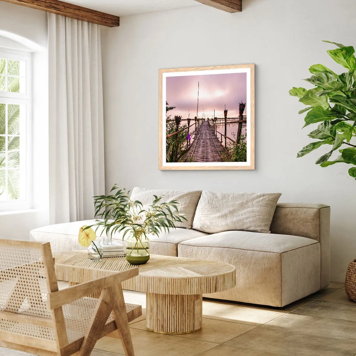 Poster în ramă de stejar deschis - Pacea și liniștea Asiei - 30x30 cm