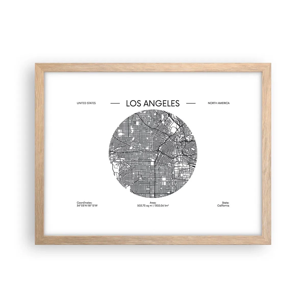 Poster în ramă de stejar deschis - Anatomia Los Angeles - 40x30 cm