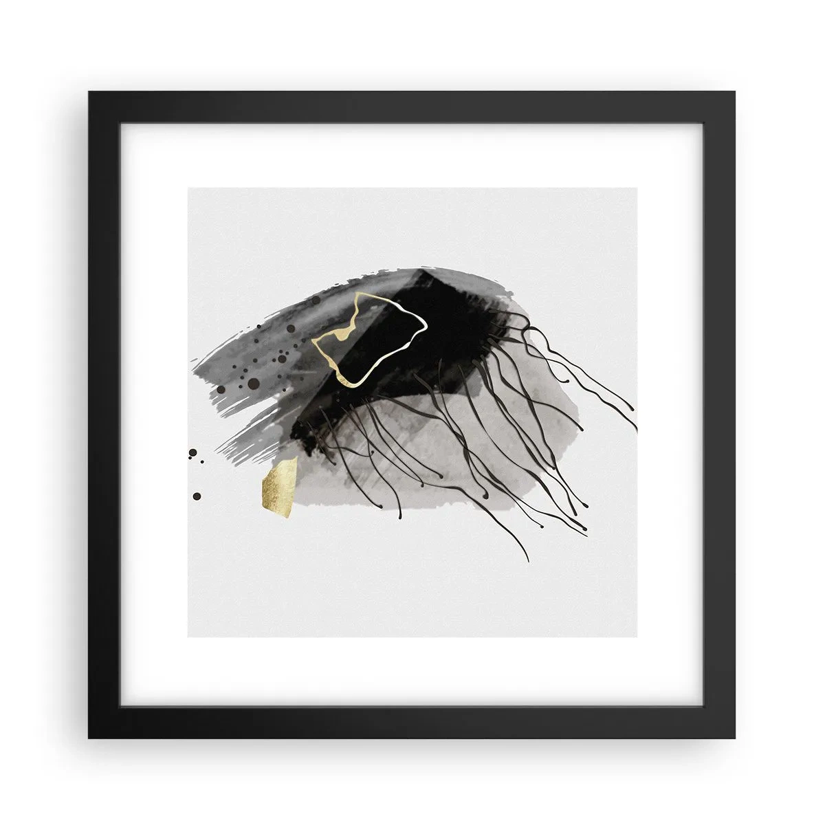 Poster în ramă neagră - Negru și aur - 30x30 cm