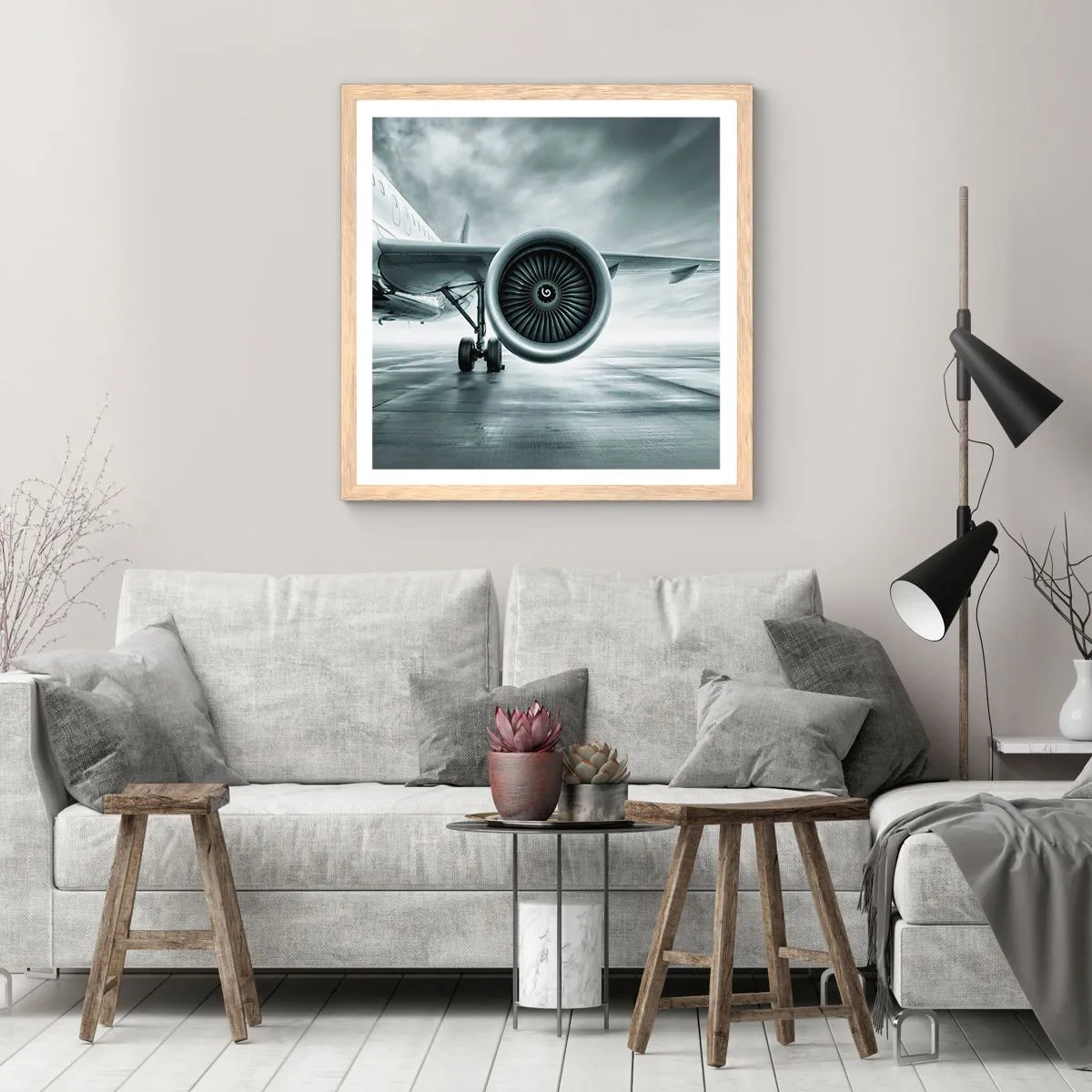 Poster în ramă de stejar deschis - Ce putere! - 40x40 cm