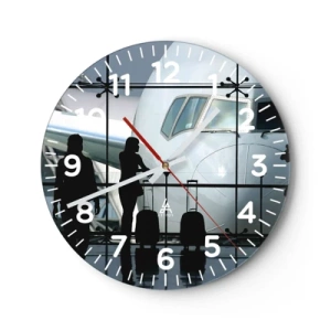Ceas de perete - Ceas pe sticlă - Vis a vis la aeroport - 40x40 cm