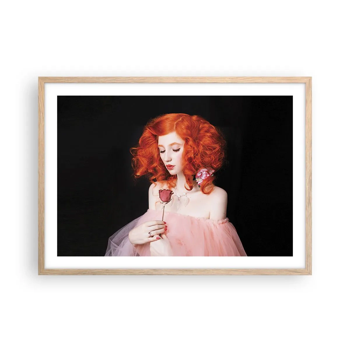 Poster în ramă de stejar deschis - În stil baroc - 70x50 cm