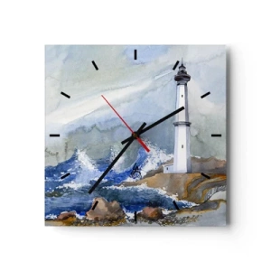 Ceas de perete - Ceas pe sticlă - Împotriva întunericului și a furtunii - 30x30 cm
