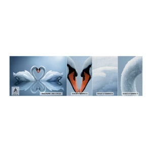 Mostră tapet Premium Canvas - Timp pentru dragoste - Lebedele, Dragoste, inima - 100x30 cm