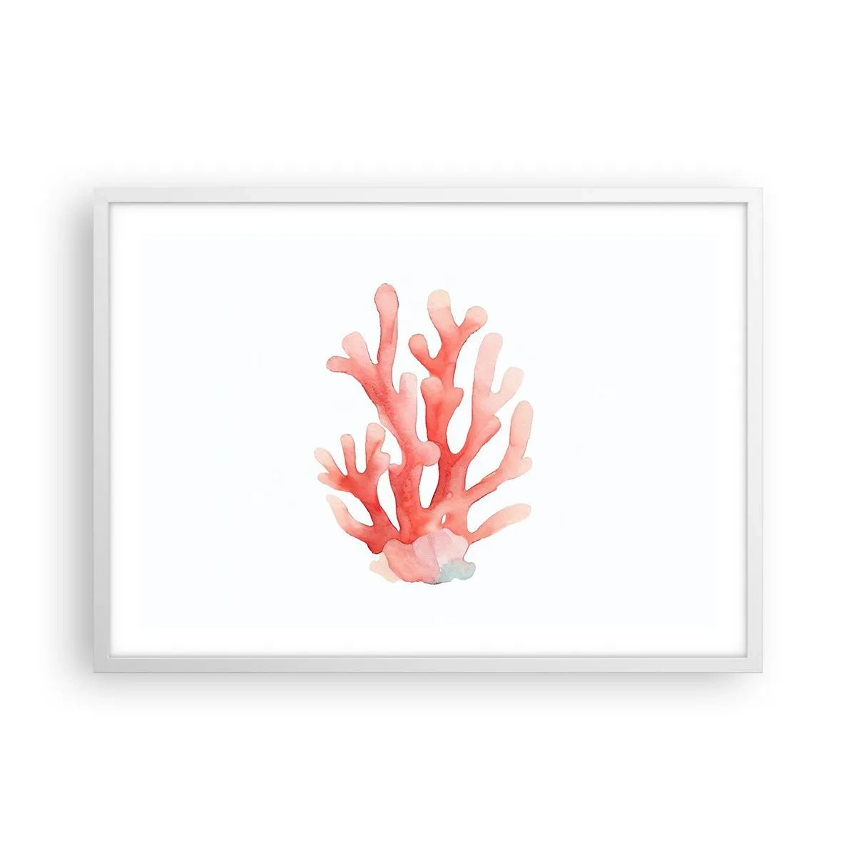 Poster în ramă albă - Culoare de coral - 70x50 cm