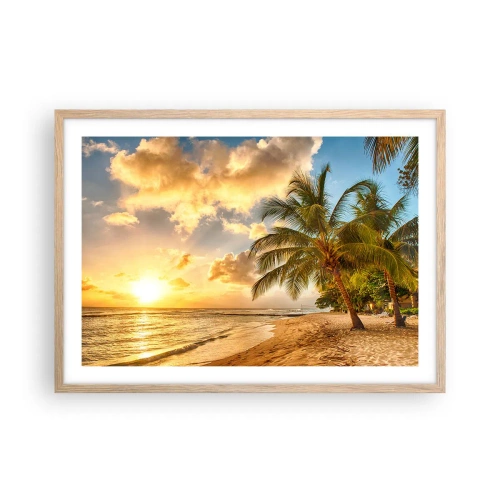 Poster în ramă de stejar deschis - Vară eternă, întotdeauna o vacanță - 70x50 cm