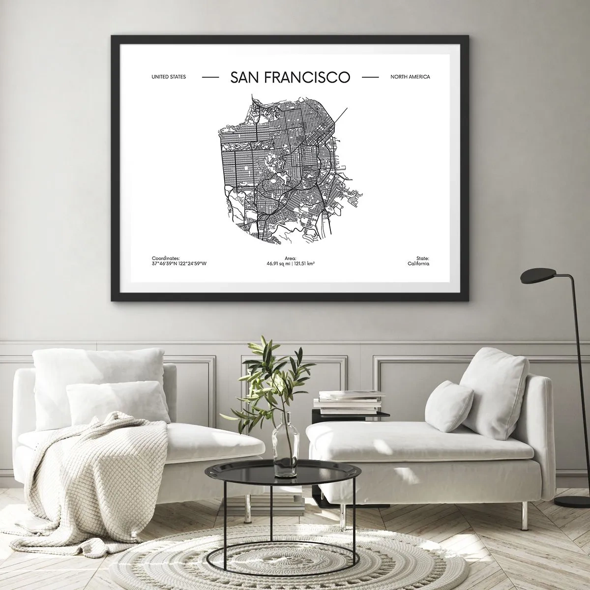Poster în ramă neagră - Anatomia San Francisco - 100x70 cm