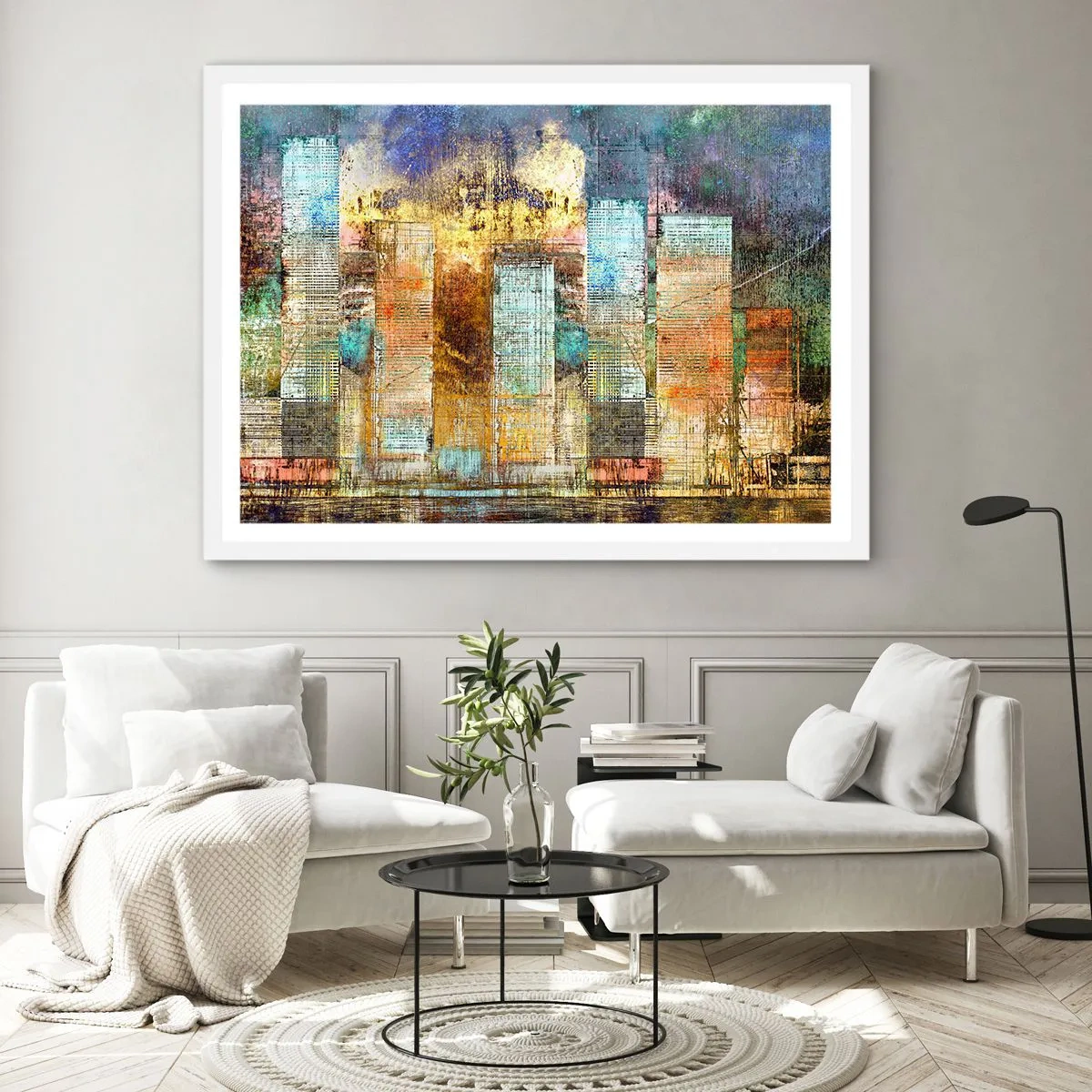 Poster în ramă albă - Metropola însorită - 100x70 cm