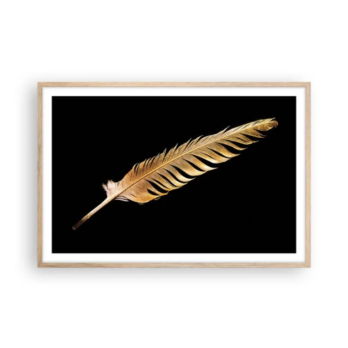 Poster în ramă de stejar deschis - Pană aurie perfectă - 91x61 cm