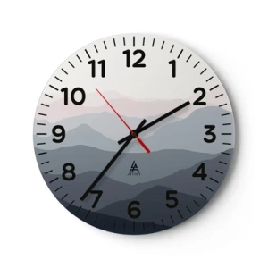 Ceas de perete - Ceas pe sticlă - Valuri de munți - 40x40 cm