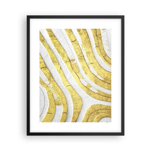 Poster în ramă neagră - Compoziția în alb și auriu - 40x50 cm