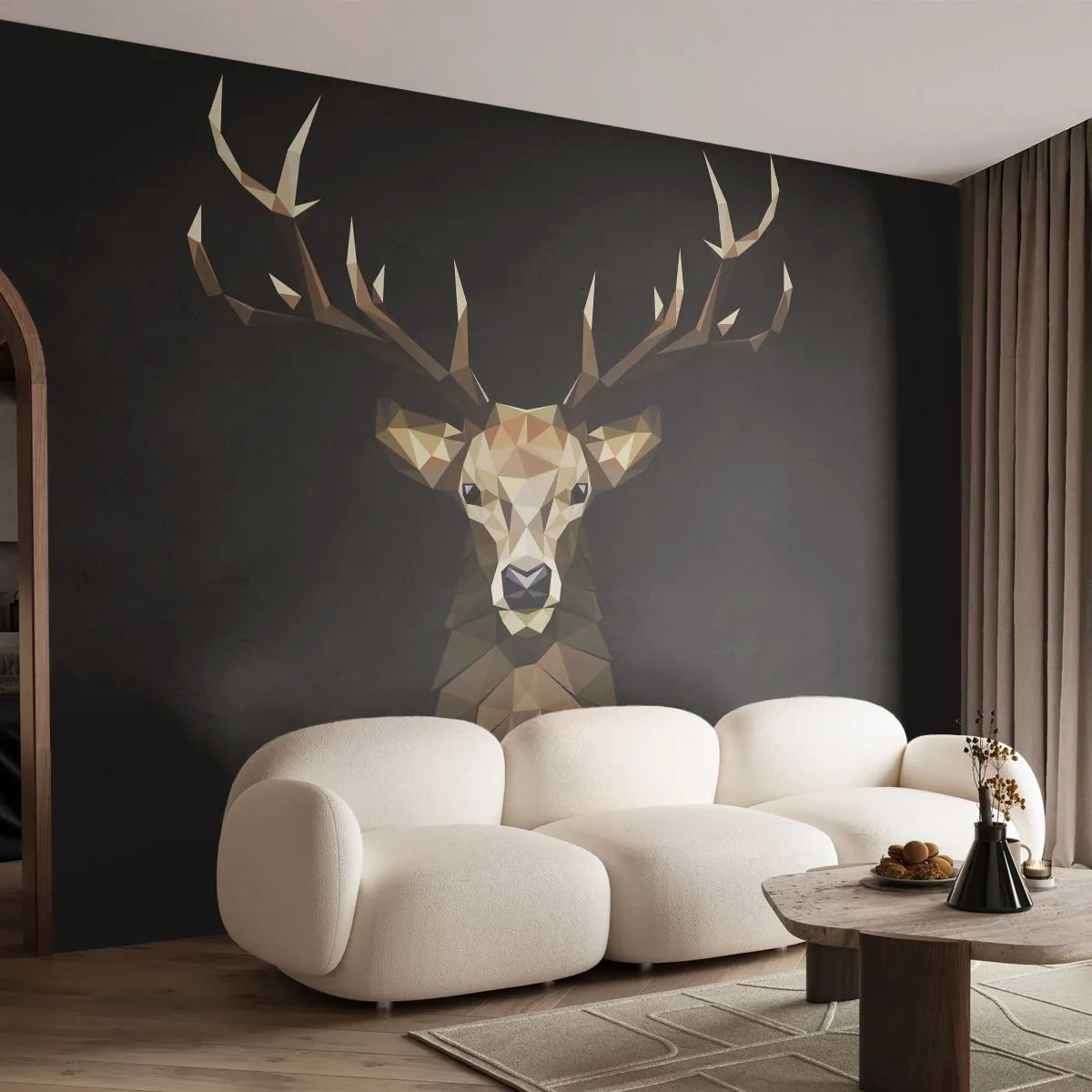 Tapet Premium Canvas - Cerb cubist - Animale, Cerb, Grafică - 450x315 cm