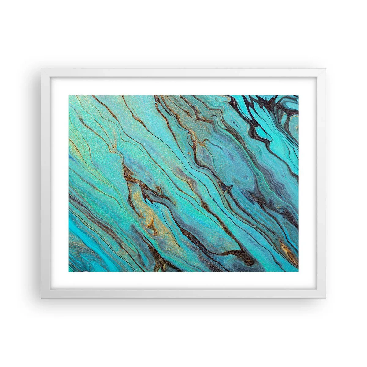 Poster în ramă albă - Mareea turcoaz - 50x40 cm